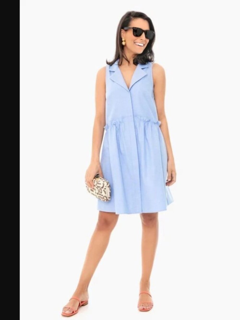 Tuckernuck Oxford Blue Sleeveless Royal Chambray Shirt Dress Mini Size M